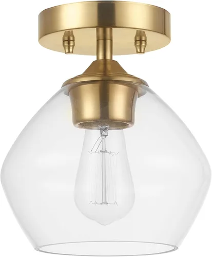 Vista 9 de GLOBE Electric 66000080 Lámpara de techo empotrada de 1 luz, negro mate, pantalla de vidrio angular, accesorios de iluminación de techo