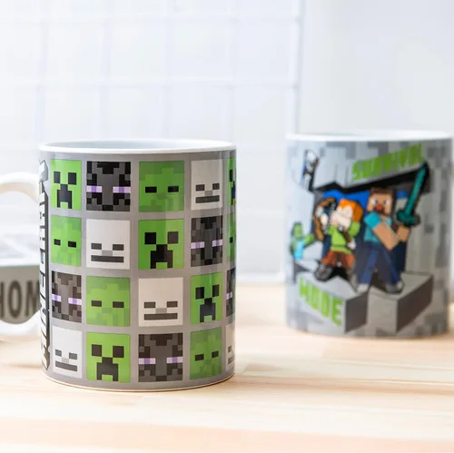 Vista 3 de Zak Designs Minecraft - Juego único de tazas de café de cerámica, tazas de café con mango cómodo para regalos de jugadores, aptas para lavavajillas