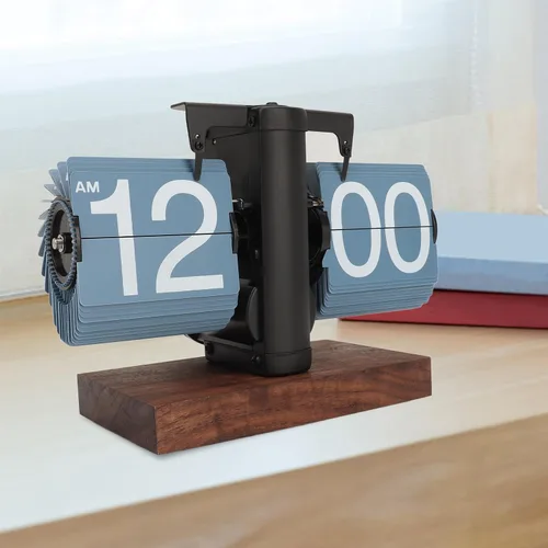 Vista 6 de Digital Flip Down Clock, Retro Mechanical Battery Operated Clock, Blue, 12-Hour Display - Vintage Style, Easy Time Adjustment, for Home and Office