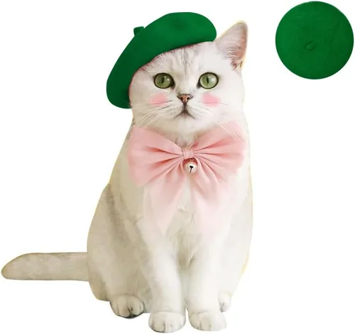 Vista 9 de Gorras de boina para perro Boinas para gatos Moda para las cuatro estaciones Graciosas y cómodas de lana Gorra para mascotas (Negro)