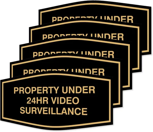 Vista 24 de Fancy Property - Señal de videovigilancia (cámara) de menos de 24 horas (negro) - Pequeño (paquete de 1)