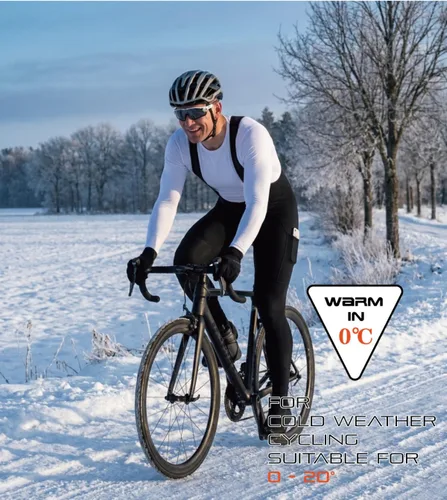 Vista 2 de CEROTIPOLAR Thermal Fleece Cycling Bib Tights, Bike Bib Pants for Winter Negro