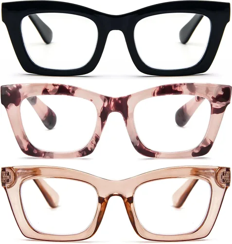 Vista 18 de Gafas de lectura para mujer, bloqueo de luz azul, elegantes y de gran tamaño, bisagra de resorte