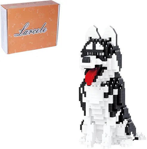 Vista 4 de Larcele Micro Bloques de Construcción Conjunto de Animales, Mini Ladrillos de Juguete de Construcción 3D, 797 Piezas KLJM-05(Bull Terrier)