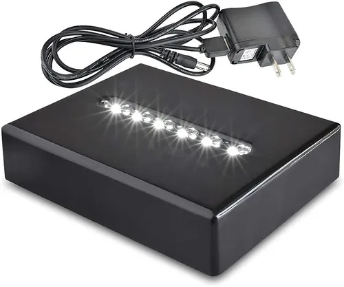 Vista 3 de Pedestal de 6 luces LED – Base de soporte de luz blanca de laca negra mate mate rectangular para vidrio de arte 3D, decoración de habitaciones