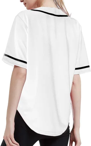 Vista 4 de TopTie Camiseta de béisbol para mujer, hipster, con botones