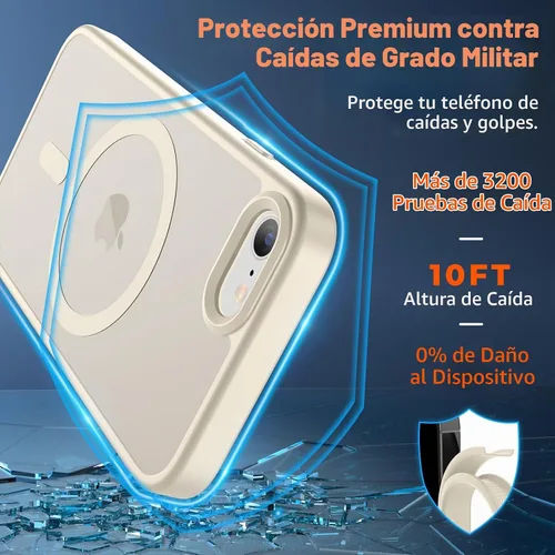 Vista 3 de Funda magnética SUPFINE para iPhone SE 2022 (3ª)/2020 (2ª), iPhone 8 Con protector de pantalla, mate translúcido, compatible con MagSafe, grado