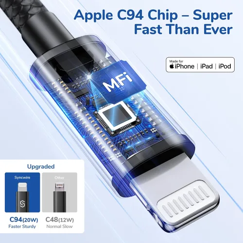 Vista 3 de [Certificado MFi de Apple] Syncwire Cargador de coche para iPhone de 32 W, cargador de teléfono súper rápido, encendedor de cigarrillos, adaptador