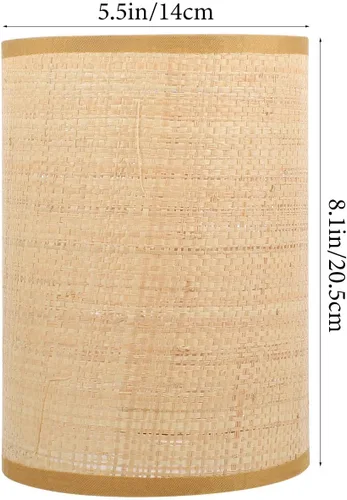 Vista 2 de Angoily Pantalla de lámpara de ratán tejida para lámparas de pie de mesa, pantalla de tambor rústica para decoración del hogar, accesorio