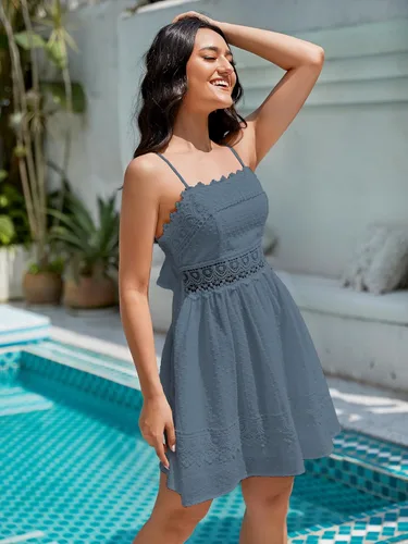 Vista 4 de Floerns Vestido de tirantes estilo bohemio sin mangas con nudo en la espalda para mujer