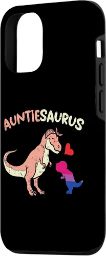 Vista 2 de iPhone 14 Auntiesaurus Gay Aunt Dinosaur Dino LGBTQ Bisexual Flag Bi Case