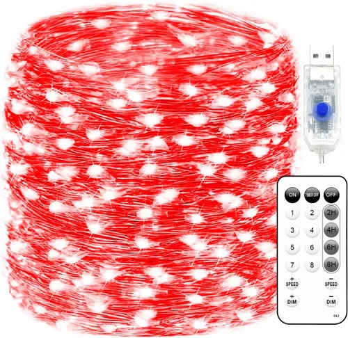 Vista 8 de Fairy Lights 66ft 200 LED USB Twinkle String Light Plug in Silver Wire Lights with Remote and Timer 8 Modes Outdoor Waterproof Starry Lights DIY