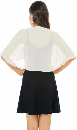 Vista 2 de Chales de encaje de gasa suave para vestido de noche, boda, capa para mujer
