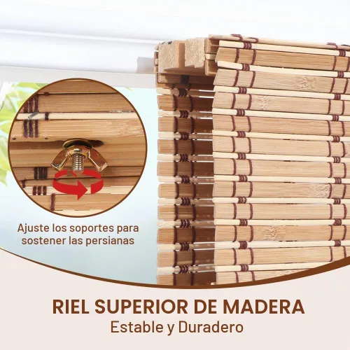 Vista 2 de LUCKUP Persianas romanas de bambú sin cordones, persianas enrollables para ventanas de interior, filtro de luz, protección UV, persianas de bambú
