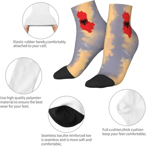 Vista 5 de Flag Of Albania Ankle Socks Winter Low Cut Sports Warm Comfort Breathable Casual Socks For Mens And Womens