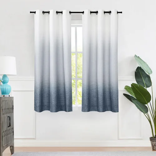 Vista 18 de Central Park Panel de cortina de ventana degradado de lino con estampado en tela de mezcla de rayón, tratamientos para sala de estar/dormitorio Gris
