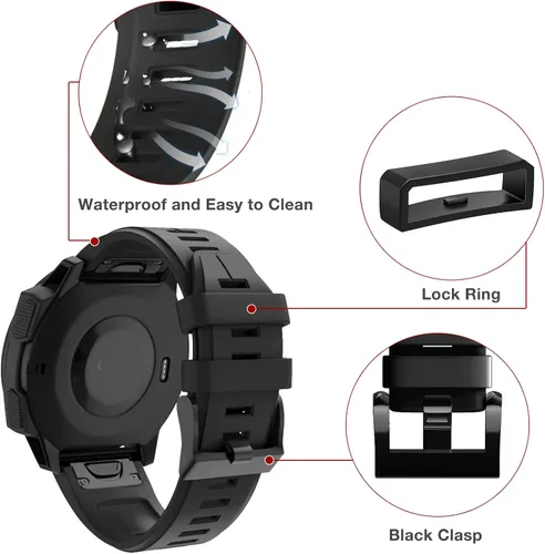 Vista 4 de Correa de 0.866 in de ancho para Garmin Fenix 5 6 7, correa de reloj de ajuste rápido compatible con Garmin Fenix 5 Plus/Fenix 6 Pro/Approach