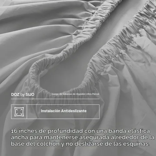 Vista 4 de DOZ - Juego de sábanas de 100 % algodón de fibra larga, tejido de percal clásico, transpirable, acabado mate, estilo de hotel, duradero, 3 piezas, 2
