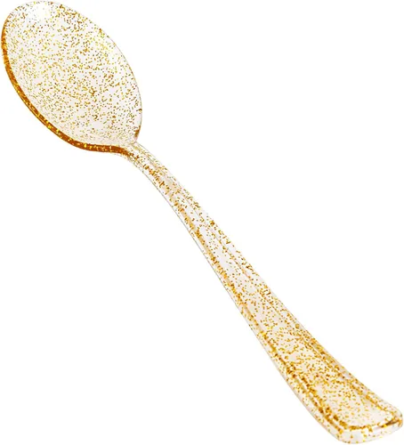 Vista 15 de YOUBET 50 tenedores de plástico dorado – Tenedores de plástico resistentes – cubiertos desechables dorados sólidos y duraderos para fiestas, picnic