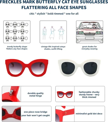Vista 4 de Gafas de sol con diseño de mariposa, semi ojo de gato, montura de plástico y lentes gradientes transparentes