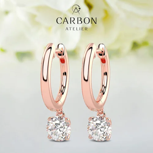 Vista 6 de 12 to 23 Carat Lab Grown Diamond Huggie Hoop Earrings for Women I 14k Gold Earrings (G-H, VS1-VS2, 0.50 to 0.66 cttw) Dangling Drop Earrings I