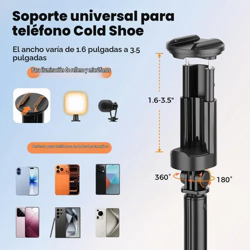 Vista 3 de VICTIV Trípode de teléfono de 68 pulgadas, trípode de apertura automática Negro