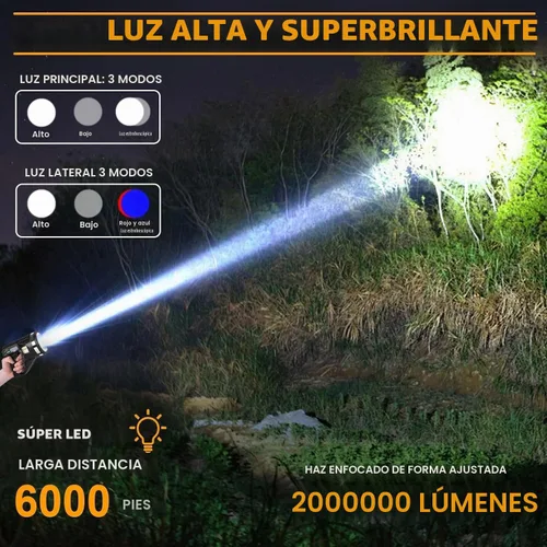Vista 2 de Proyector recargable súper brillante de 2000000 lúmenes con correa