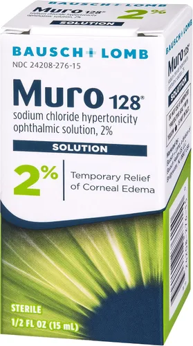Vista 7 de Muro 128 Solución oftálmica de hipertonicidad de cloruro de sodio al 2%, de Bausch + Lomb, 0.5 fl oz (0.5 fl oz) (paquete de 2)