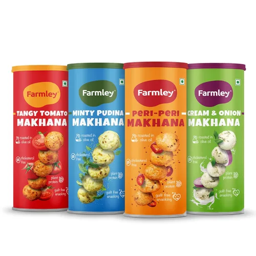 Vista 11 de Farmley Makhana Snacks saludables de proteínas Chips crujientes tostados y saborizados a base de plantas sin gluten (paquete de 1) Fox Nuts