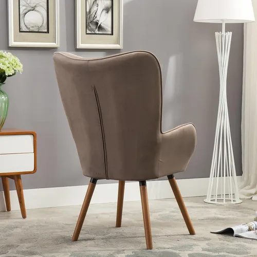 Vista 6 de Roundhill Furniture - Silla decorativa doarnin contemporánea de terciopelo sedoso con respaldo de botones, Tela, Chocolate
