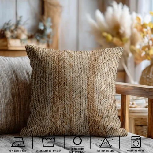 Vista 3 de Shrahala Juego de 2 fundas de almohada decorativas de granja rústica, paquete de 2, fundas de almohada de estilo rústico con textura de cesta tejida