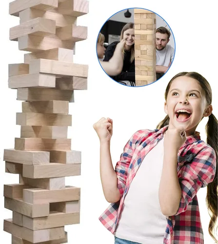 Vista 10 de easyGO grandes bloques de madera Stack & Tumble gigante Stacking & Tumble Tower Juego, Stacks a más de 4 pies de altura.