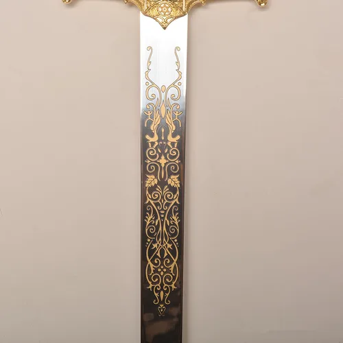 Vista 8 de Espada medieval de acero inoxidable con estrella de David, espada del rey Salomón para cosplay, colección, 33.8 pulgadas