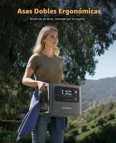 Vista 7 de AFERIY P210 Estación de Energía Portátil 2400W, Generador de Batería LiFePO4 de 2048Wh con Carga Rápida USB-C PD 100W para Emergencias, Cortes