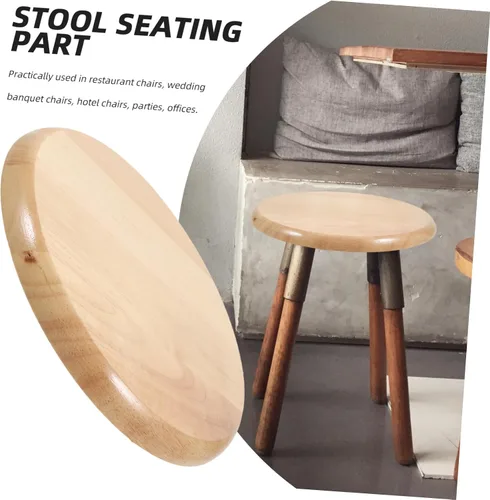 Vista 4 de SEWACC Taburetes de bar Taburete Silla de madera de repuesto Asiento de silla redonda Accesorio de asiento para metal s 29.5CM Paso plegable Madera