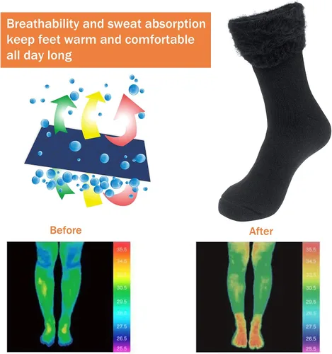Vista 4 de Thermal Socks for Men Thick Insulated Heated Socks Winter Warm Socks for Cold Weather