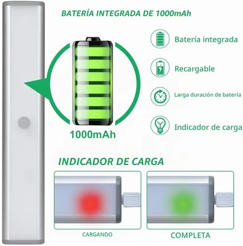 Vista 3 de LEPOTEC Luces LED de cocina debajo del gabinete, sensor de movimiento inalámbrico, luces LED recargables para gabinete, funciona con pilas Luz