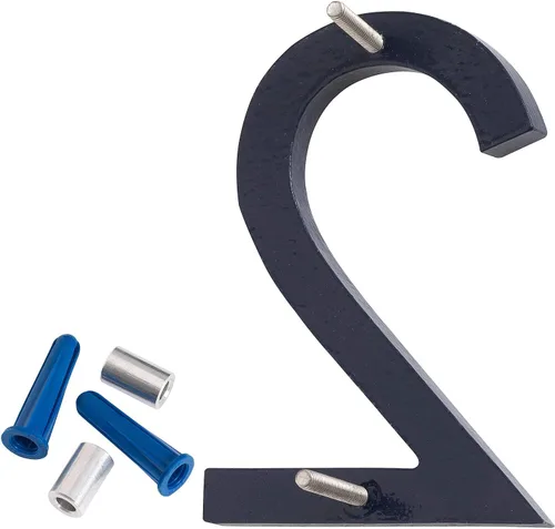 Vista 3 de Montague Metal Products MHN-08-F-NY1-2 Números flotantes modernos de aluminio cepillado sólido, 8 pulgadas, azul marino con recubrimiento en polvo