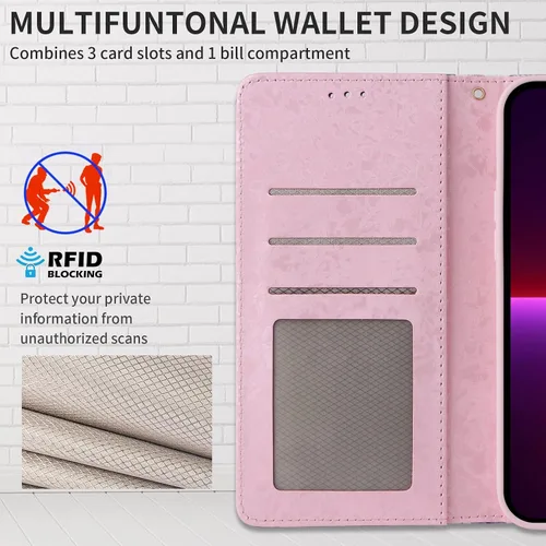 Vista 3 de UEEBAI Funda tipo cartera para iPhone SE 2022 5G/iPhone 7/iPhone 8/iPhone SE 2020, funda de piel sintética con función atril y bloqueo RFID, funda