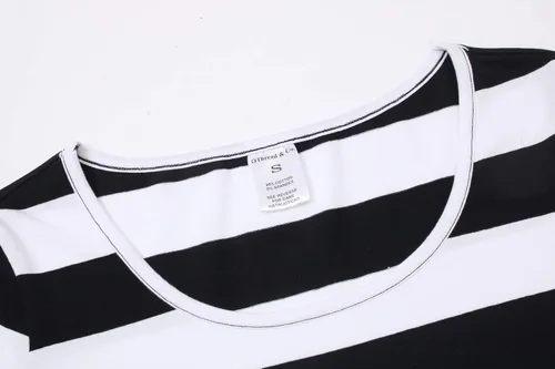 Vista 5 de OThread & Co. Camiseta de manga larga a rayas con cuello redondo para mujer