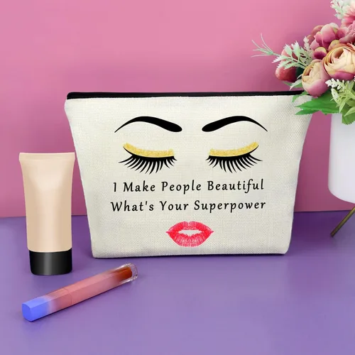 Vista 4 de Sazuwu Regalos esteticistas para mujeres bolsa de maquillaje, Hago a la gente hermosa ¿Cuál es tu superpoder?