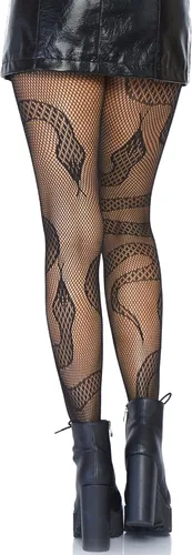 Vista 2 de Leg Avenue Medias de red de animales alternativos oscuros para mujer, serpiente, 1X de EE. UU, Snake
