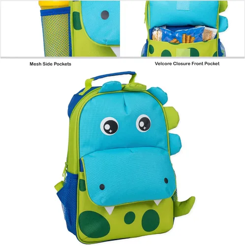 Vista 4 de Mochila preescolar preescolar resistente al agua con forma de animal dimensional forro polar verde con licencia oficial de star wars silent one crew