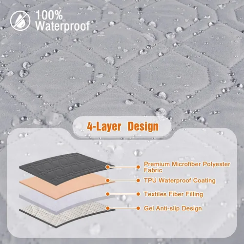 Vista 5 de VANSOFY Funda impermeable para sofá reclinable, funda para sofá, lavable y reclinable, protector de muebles con correas elásticas, bolsillo