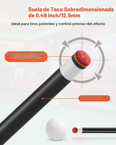 Vista 3 de VEVOR Taco de billar, palo de billar, palo de billar de 58 pulgadas con punta multicapa y anillo de conexión ABS, palos para mesa de billar