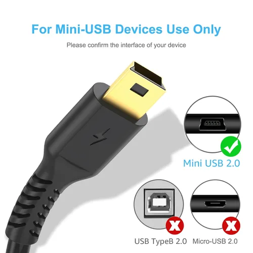 Vista 3 de Cable mini USB de 3 pies, USB 2.0 estándar a Mini B macho, cable de carga USB Mini a USB duradero compatible con controlador PS3, reproductor