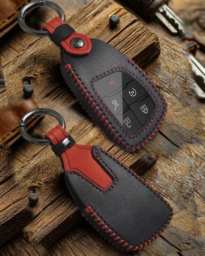 Vista 7 de Funda de cuero para llavero Chevy GMC 2025 2024 2023 Silverado Sierra 1500 Equinox Traverse Tahoe Suburban Yukon Denali Acadia Prologue Buick