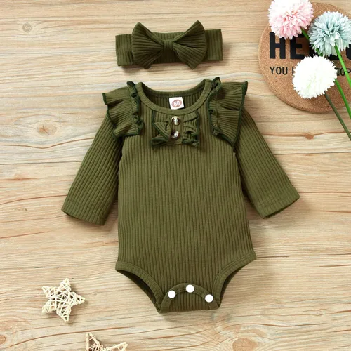 Vista 4 de Aalizzwell Preemie - Conjunto de ropa para bebé recién nacido traje acanalado para otoño e invierno