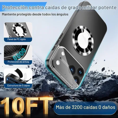 Vista 5 de Funda magnética para cámara de cristal para iPhone 11, color negro