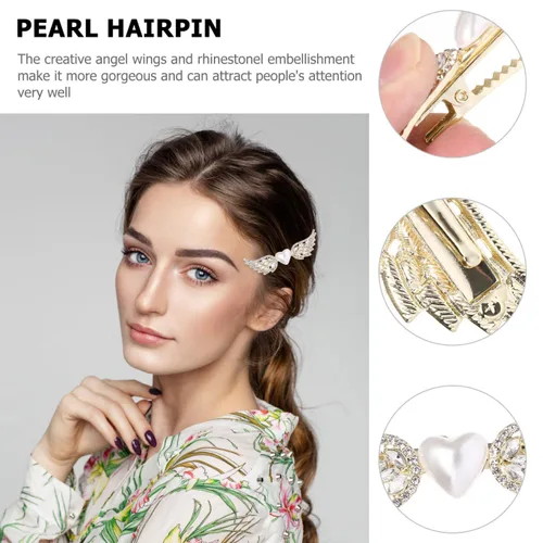 Vista 2 de 2 pinzas para el cabello con perlas de cristal, horquillas, accesorios para el cabello, accesorios para el cabello de boda, pasador de novia